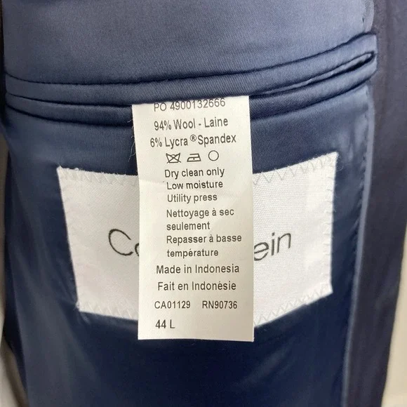 44L Calvin Klein Men's Slim-Fit Wool-Blend Stretch‎ Suit Jackets E06792